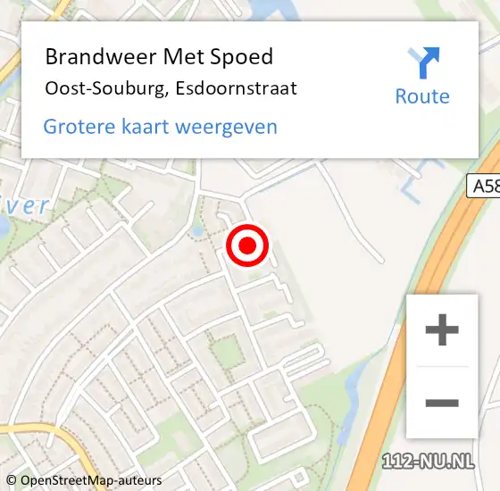 Locatie op kaart van de 112 melding: Brandweer Met Spoed Naar Oost-Souburg, Esdoornstraat op 13 november 2023 09:10