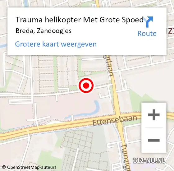 Locatie op kaart van de 112 melding: Trauma helikopter Met Grote Spoed Naar Breda, Zandoogjes op 13 november 2023 09:21