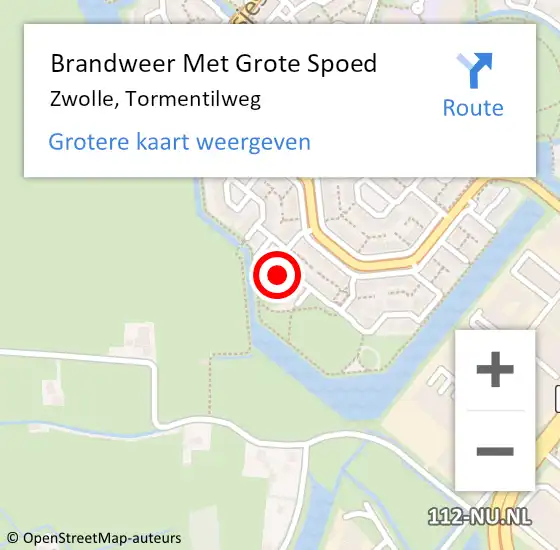 Locatie op kaart van de 112 melding: Brandweer Met Grote Spoed Naar Zwolle, Tormentilweg op 13 november 2023 09:28