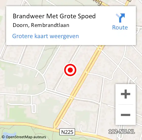 Locatie op kaart van de 112 melding: Brandweer Met Grote Spoed Naar Doorn, Rembrandtlaan op 13 november 2023 09:37