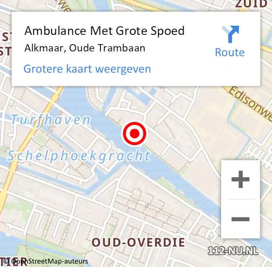 Locatie op kaart van de 112 melding: Ambulance Met Grote Spoed Naar Alkmaar, Oude Trambaan op 13 november 2023 09:40