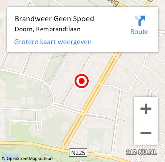 Locatie op kaart van de 112 melding: Brandweer Geen Spoed Naar Doorn, Rembrandtlaan op 13 november 2023 09:42