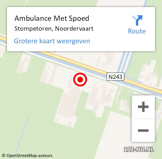 Locatie op kaart van de 112 melding: Ambulance Met Spoed Naar Stompetoren, Noordervaart op 15 september 2014 09:16