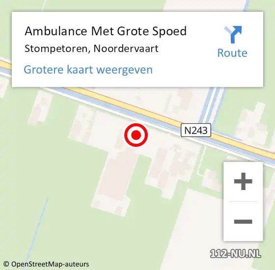 Locatie op kaart van de 112 melding: Ambulance Met Grote Spoed Naar Stompetoren, Noordervaart op 15 september 2014 09:18