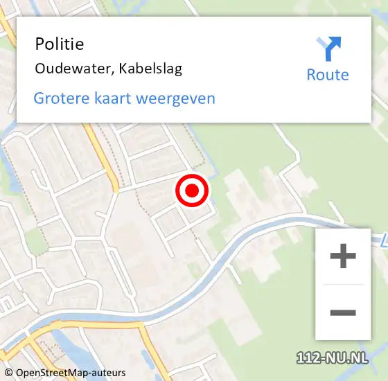 Locatie op kaart van de 112 melding: Politie Oudewater, Kabelslag op 13 november 2023 10:08