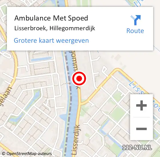 Locatie op kaart van de 112 melding: Ambulance Met Spoed Naar Lisserbroek, Hillegommerdijk op 13 november 2023 10:37
