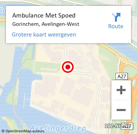 Locatie op kaart van de 112 melding: Ambulance Met Spoed Naar Gorinchem, Avelingen-West op 13 november 2023 10:49