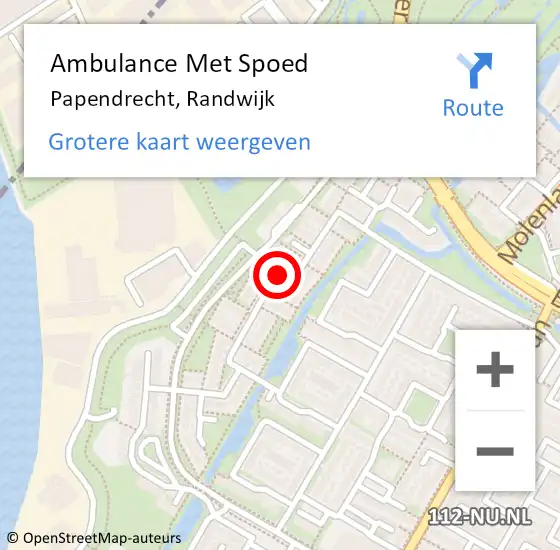 Locatie op kaart van de 112 melding: Ambulance Met Spoed Naar Papendrecht, Randwijk op 13 november 2023 10:52