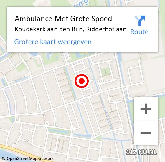 Locatie op kaart van de 112 melding: Ambulance Met Grote Spoed Naar Koudekerk aan den Rijn, Ridderhoflaan op 13 november 2023 11:23