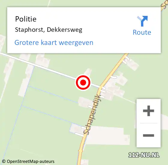 Locatie op kaart van de 112 melding: Politie Staphorst, Dekkersweg op 13 november 2023 11:30