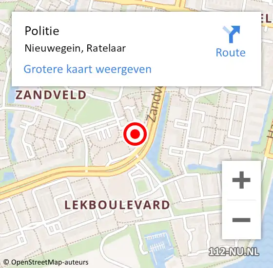 Locatie op kaart van de 112 melding: Politie Nieuwegein, Ratelaar op 13 november 2023 11:44