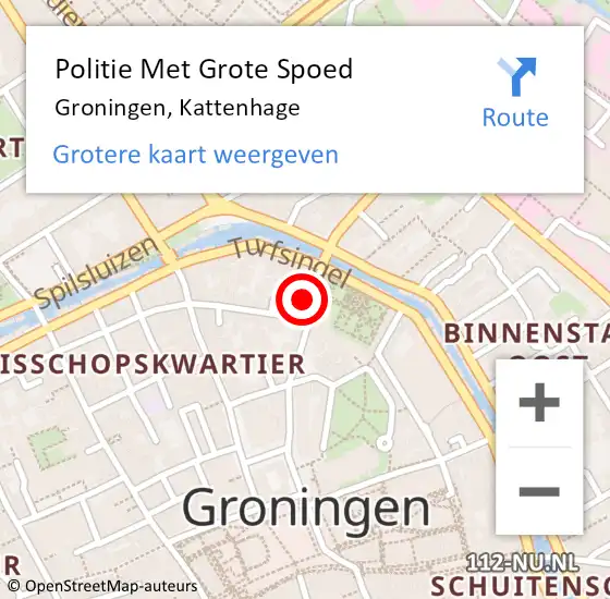 Locatie op kaart van de 112 melding: Politie Met Grote Spoed Naar Groningen, Kattenhage op 13 november 2023 11:48