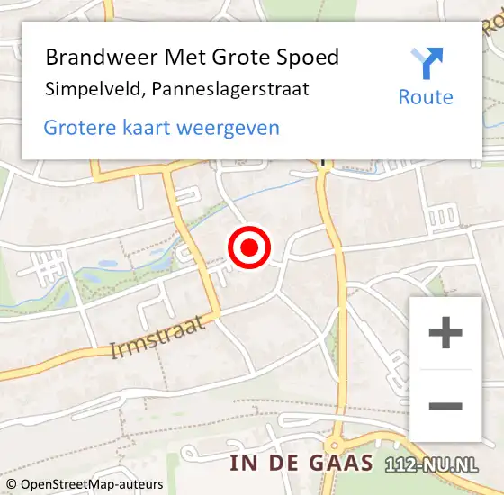 Locatie op kaart van de 112 melding: Brandweer Met Grote Spoed Naar Simpelveld, Panneslagerstraat op 13 november 2023 11:50