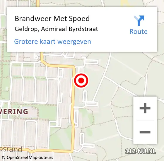 Locatie op kaart van de 112 melding: Brandweer Met Spoed Naar Geldrop, Admiraal Byrdstraat op 13 november 2023 12:21