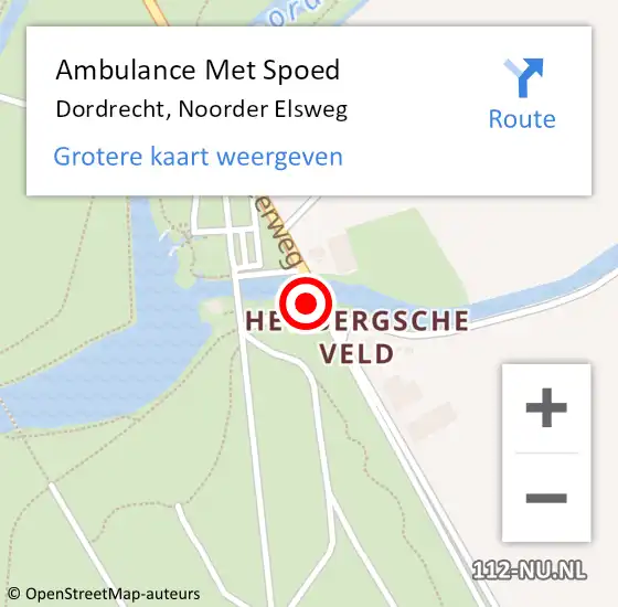 Locatie op kaart van de 112 melding: Ambulance Met Spoed Naar Dordrecht, Noorder Elsweg op 13 november 2023 12:31