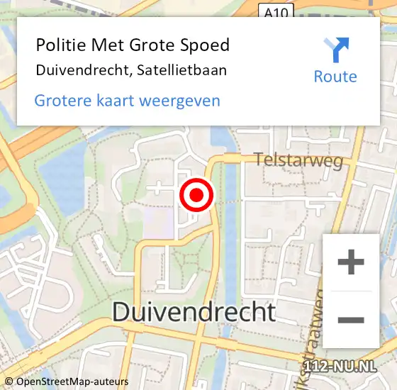 Locatie op kaart van de 112 melding: Politie Met Grote Spoed Naar Duivendrecht, Satellietbaan op 13 november 2023 12:33