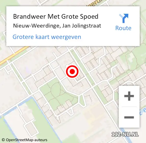Locatie op kaart van de 112 melding: Brandweer Met Grote Spoed Naar Nieuw-Weerdinge, Jan Jolingstraat op 13 november 2023 12:38