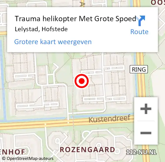 Locatie op kaart van de 112 melding: Trauma helikopter Met Grote Spoed Naar Lelystad, Hofstede op 13 november 2023 12:51