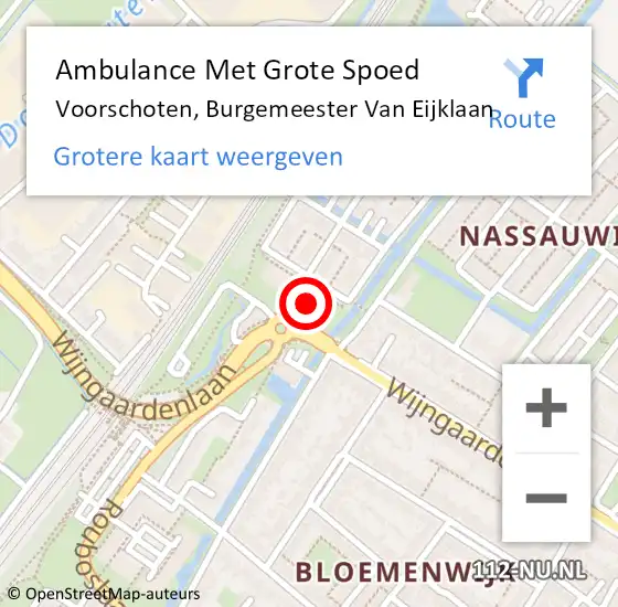 Locatie op kaart van de 112 melding: Ambulance Met Grote Spoed Naar Voorschoten, Burgemeester Van Eijklaan op 13 november 2023 13:02