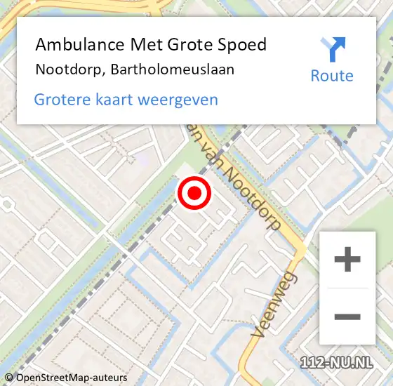Locatie op kaart van de 112 melding: Ambulance Met Grote Spoed Naar Nootdorp, Bartholomeuslaan op 13 november 2023 13:04