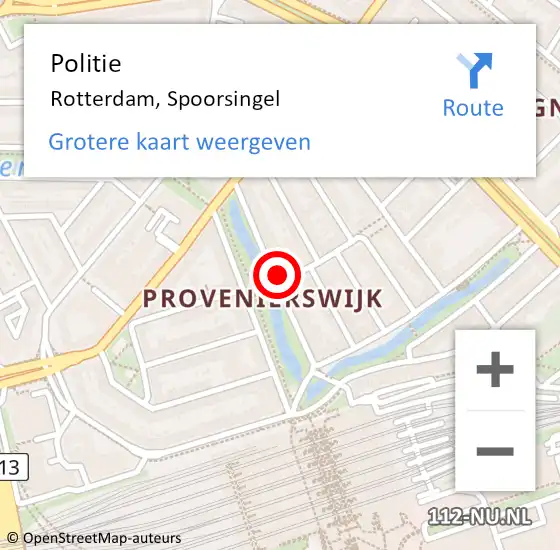 Locatie op kaart van de 112 melding: Politie Rotterdam, Spoorsingel op 13 november 2023 13:08
