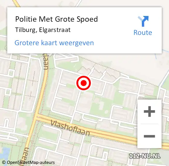 Locatie op kaart van de 112 melding: Politie Met Grote Spoed Naar Tilburg, Elgarstraat op 13 november 2023 13:21