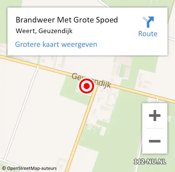 Locatie op kaart van de 112 melding: Brandweer Met Grote Spoed Naar Weert, Geuzendijk op 13 november 2023 13:39