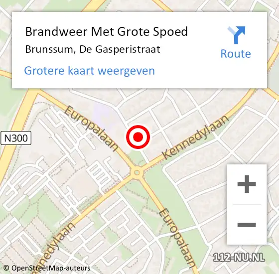 Locatie op kaart van de 112 melding: Brandweer Met Grote Spoed Naar Brunssum, De Gasperistraat op 13 november 2023 13:43