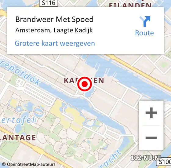 Locatie op kaart van de 112 melding: Brandweer Met Spoed Naar Amsterdam, Laagte Kadijk op 13 november 2023 13:48