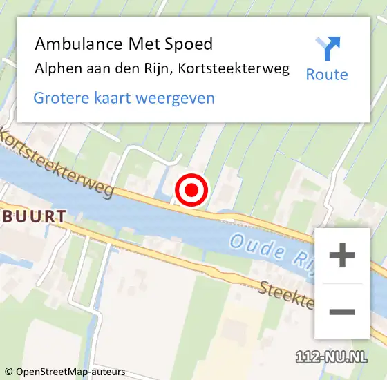 Locatie op kaart van de 112 melding: Ambulance Met Spoed Naar Alphen aan den Rijn, Kortsteekterweg op 13 november 2023 13:59
