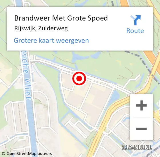 Locatie op kaart van de 112 melding: Brandweer Met Grote Spoed Naar Rijswijk, Zuiderweg op 13 november 2023 14:13