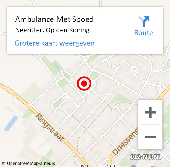 Locatie op kaart van de 112 melding: Ambulance Met Spoed Naar Neeritter, Op den Koning op 15 september 2014 09:48