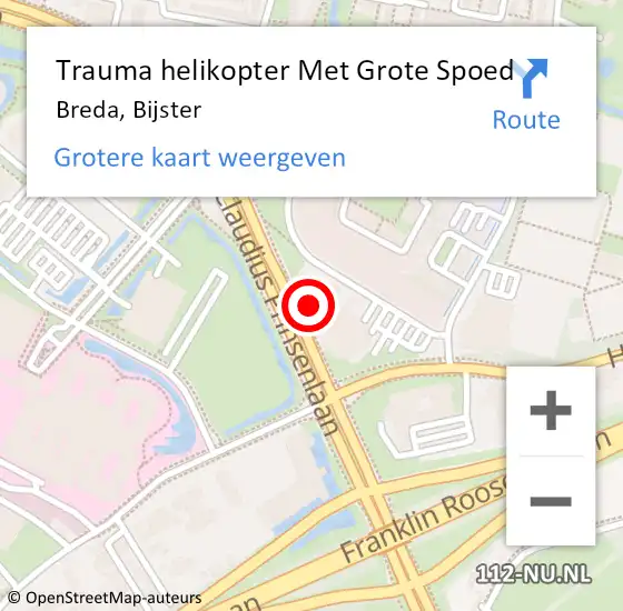 Locatie op kaart van de 112 melding: Trauma helikopter Met Grote Spoed Naar Breda, Bijster op 13 november 2023 14:55