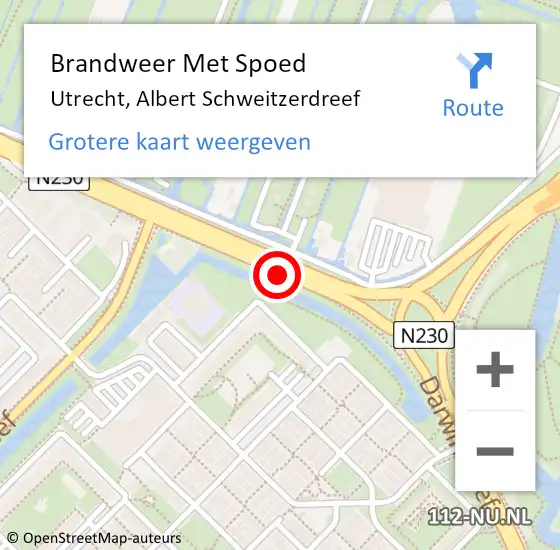 Locatie op kaart van de 112 melding: Brandweer Met Spoed Naar Utrecht, Albert Schweitzerdreef op 13 november 2023 15:02