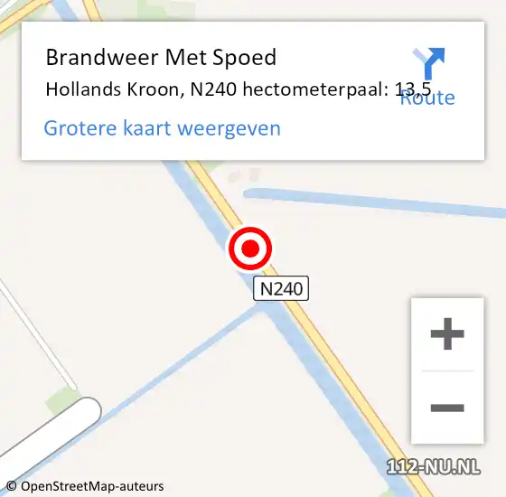 Locatie op kaart van de 112 melding: Brandweer Met Spoed Naar Hollands Kroon, N240 hectometerpaal: 13,5 op 13 november 2023 15:04