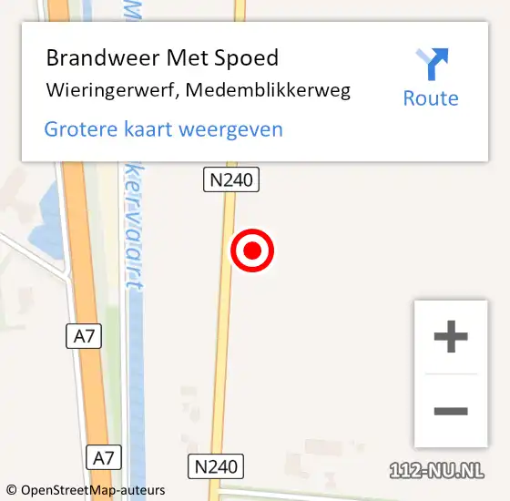 Locatie op kaart van de 112 melding: Brandweer Met Spoed Naar Wieringerwerf, Medemblikkerweg op 13 november 2023 15:13