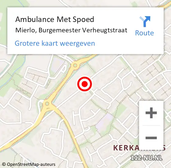 Locatie op kaart van de 112 melding: Ambulance Met Spoed Naar Mierlo, Burgemeester Verheugtstraat op 15 september 2014 09:55