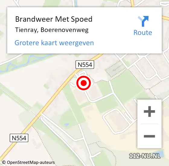 Locatie op kaart van de 112 melding: Brandweer Met Spoed Naar Tienray, Boerenovenweg op 13 november 2023 15:15