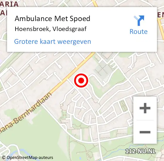 Locatie op kaart van de 112 melding: Ambulance Met Spoed Naar Hoensbroek, Vloedsgraaf op 15 september 2014 09:59