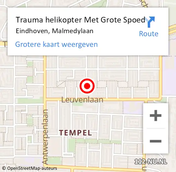 Locatie op kaart van de 112 melding: Trauma helikopter Met Grote Spoed Naar Eindhoven, Malmedylaan op 13 november 2023 15:34