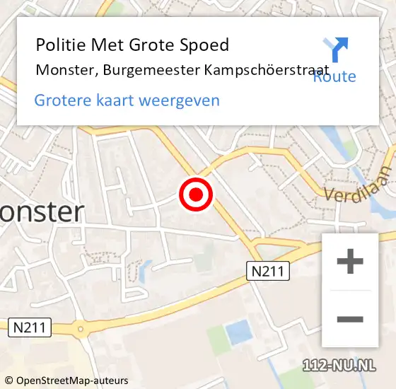 Locatie op kaart van de 112 melding: Politie Met Grote Spoed Naar Monster, Burgemeester Kampschöerstraat op 13 november 2023 16:07