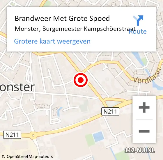 Locatie op kaart van de 112 melding: Brandweer Met Grote Spoed Naar Monster, Burgemeester Kampschöerstraat op 13 november 2023 16:07