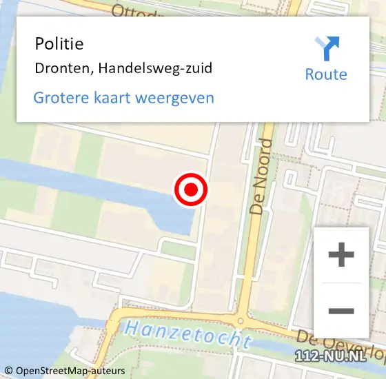 Locatie op kaart van de 112 melding: Politie Dronten, Handelsweg-zuid op 13 november 2023 16:15