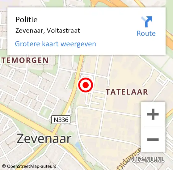 Locatie op kaart van de 112 melding: Politie Zevenaar, Voltastraat op 13 november 2023 16:22