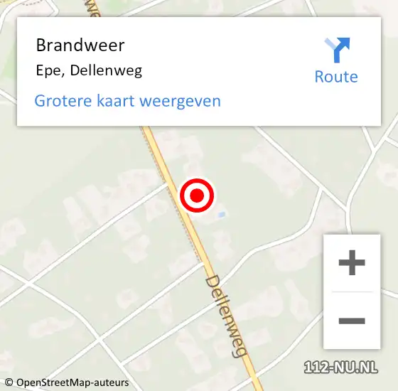 Locatie op kaart van de 112 melding: Brandweer Epe, Dellenweg op 13 november 2023 17:11