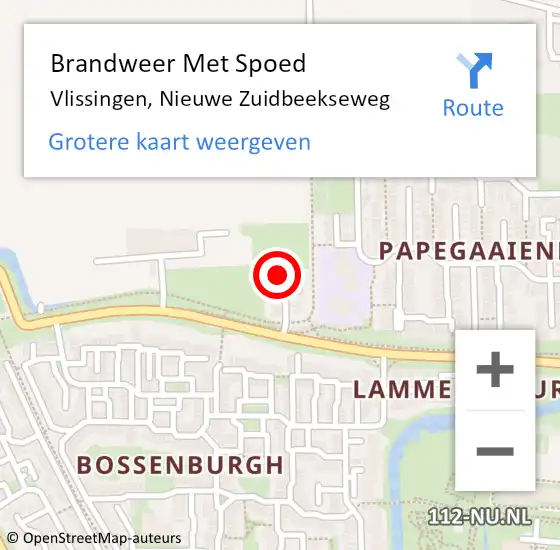 Locatie op kaart van de 112 melding: Brandweer Met Spoed Naar Vlissingen, Nieuwe Zuidbeekseweg op 13 november 2023 17:12