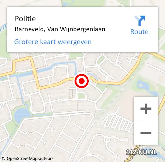 Locatie op kaart van de 112 melding: Politie Barneveld, Van Wijnbergenlaan op 13 november 2023 17:16