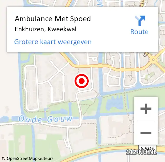 Locatie op kaart van de 112 melding: Ambulance Met Spoed Naar Enkhuizen, Kweekwal op 13 november 2023 17:27