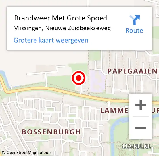 Locatie op kaart van de 112 melding: Brandweer Met Grote Spoed Naar Vlissingen, Nieuwe Zuidbeekseweg op 13 november 2023 17:30