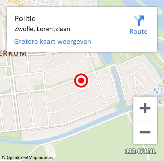 Locatie op kaart van de 112 melding: Politie Zwolle, Lorentzlaan op 13 november 2023 17:31